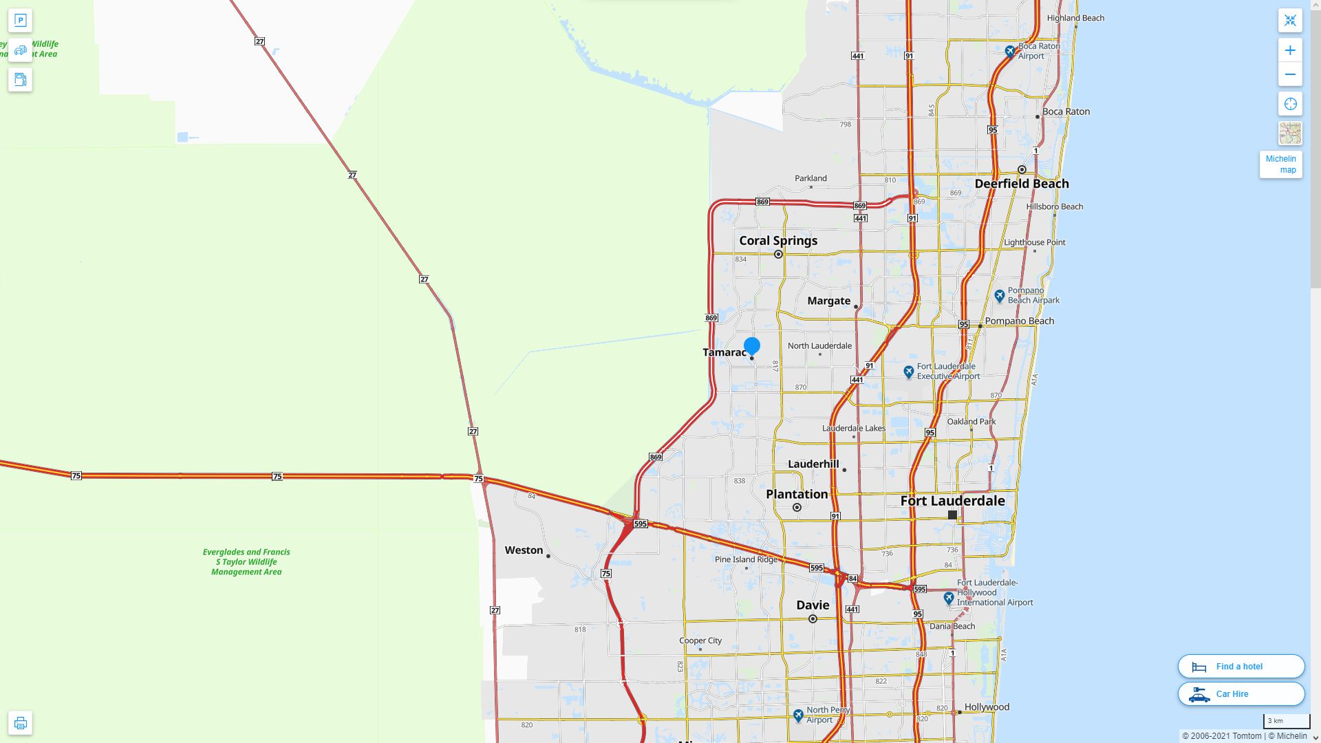 Tamarac Florida Highway and Road Map